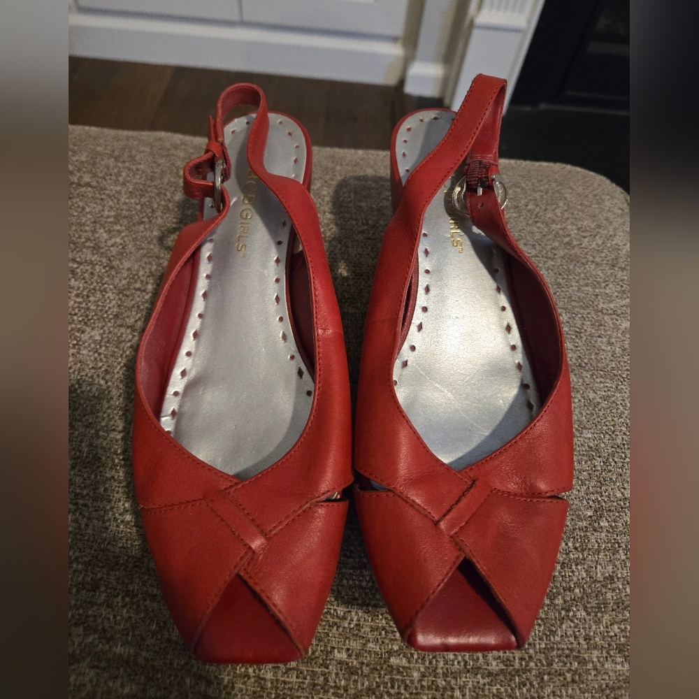 BCBG Red Peep-Toe Slingback Sandals